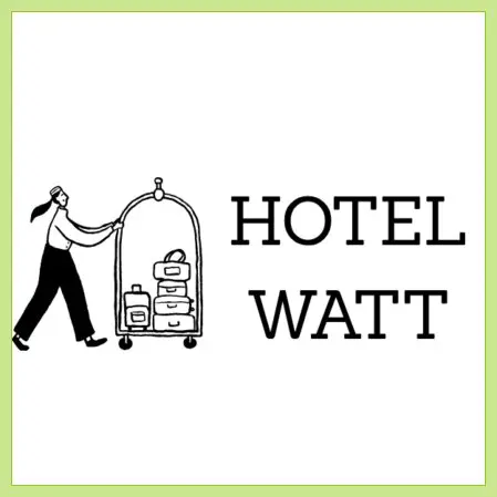 Vektorgrafik Hotelpage schwarz, daneben schwarze Schrift HOTEL WATT